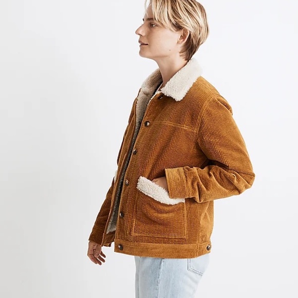 Sherpa-Lined Corduroy Swing Chore Coat in size XXS - Picture 3 of 8